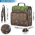 thumbnail image 3 of Haosy 3 Ring Zipper Binder with Shoulder Strap Waterproof Trapper Keeper 2 Inch D-Ring 500 Sheets Capacity, Dirt Grass Pixel Art, 3 of 8
