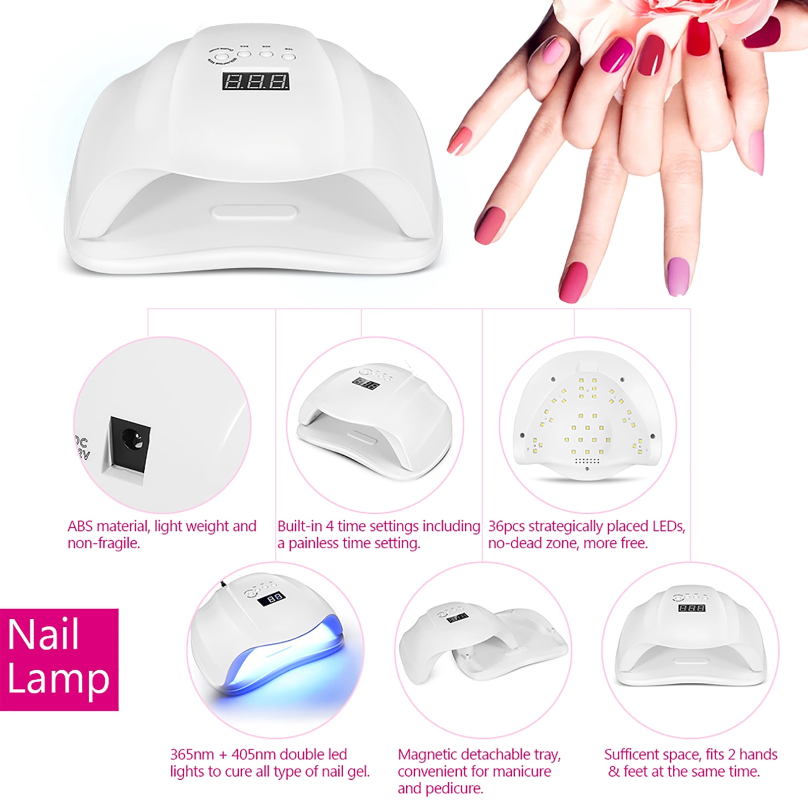 Nieyigj 54W SUN X UVLED Nail Lamp Professional Dryer for Gel Polish with Smart Sensor, US Plug White
