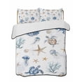thumbnail image 2 of Blue Brown Coastal Full Size Down Alternative Comforter, Lightweight Comforter Quilt Bedding Set with Pillow Shams Nautical Summer Beach Sea Turtle All Seasons Bed Comforter Duvet Insert 78"x90", 2 of 7