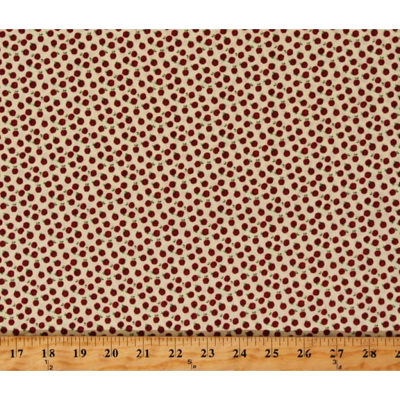 Cotton Apples Tiny Small Fruits Fall Autumn Orchard Harvest Thanksgiving Lancaster Whistler Studios Cotton Fabric Print by the Yard (42659-3)