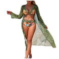 thumbnail image 1 of DAFEI Women's Plus Size 3 Piece Swimsuits Triangle Bikini Set with Drawstring Semi Sheer Cover Up Bathing Suit, 1 of 8