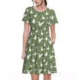 thumbnail image 1 of Xecao Robe Midi à Manches Courtes pour Femmes, Été, avec Poches, Décontractée, Fluide, Robe T-Shirt, Robe de Plage, 1 of 6