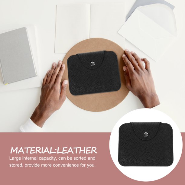 Raindrops Organizador Portátil De Cuero Negro Para Monedas Y Tarjetas Con Estructura Interna Eficiente