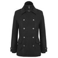 thumbnail image 2 of Ma Croix Mens Wool-Blend Classic Double Breasted Pea Coat with Ribbed Knit Zipper Bib, 2 of 8