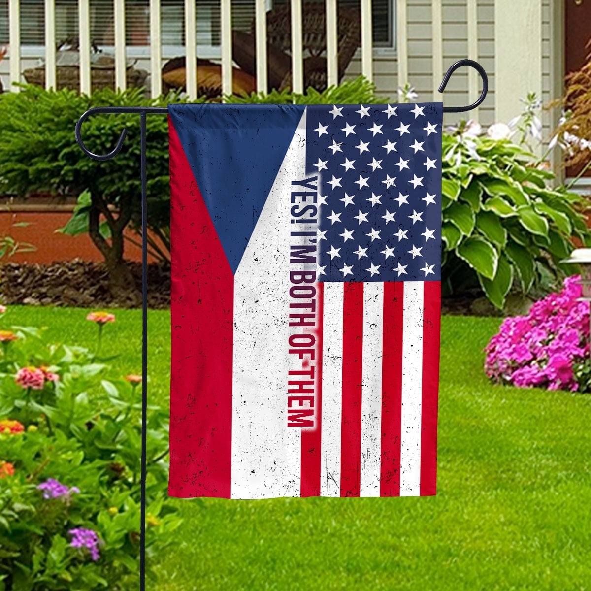 American Half Czech Republic Flag Czech Friendship U.S.A My Home My Blood House Flag, Double-Sided Decorative Outdoor Flag, Patriotic Polyester Yard Flag 29.5 x 39.5 in