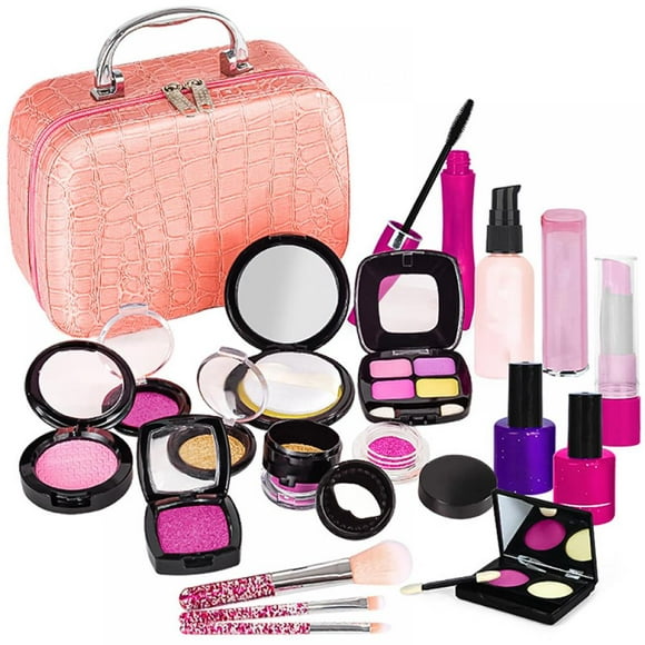 Kids Girls Pretend Play Makeup Set,Real Cosmetic Toy Case Kit for Toddler Little Girls,Fit Role Play Game, Princess Dress Up for 3-13 Years Old Girls