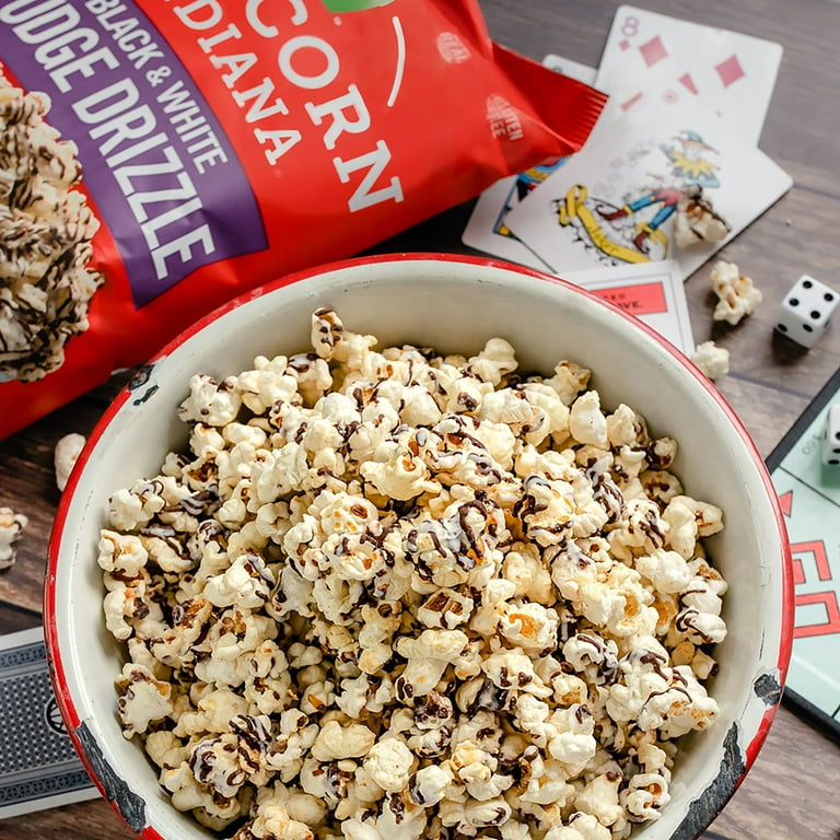 Large Bag of Popcorn, Indiana Black & White Fudge Drizzlecorn, 6