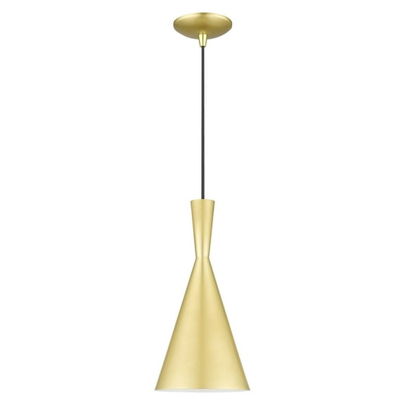 41185-33-Livex Lighting-Waldorf - 1 Light Pendant In Industrial Style-21 Inches Tall and 7.25 Inches Wide-Soft Gold/Polished Brass Finish