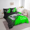 thumbnail image 3 of Feelyou Gaming Controller Kids Twin Bedding Sets 7-Piece, Green Abstract Bedding Comforter Set, Cartoon Video Game Lover Reversible Sheet Sets, Super Cozy Room Decor, 3 of 7