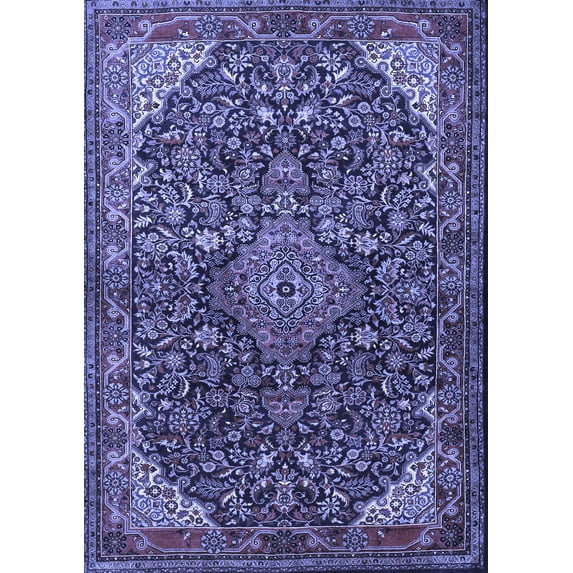 Ahgly Company Machine Washable Indoor Rectangle Medallion Blue Traditional Area Rugs, 2' x 3'