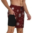 thumbnail image 2 of Naloa Romantic white snowflakes Print Men Swim Trunks with Compression Liner ,Board Shorts,Men's Swim Shorts with Drawstring and Elastic Waistband-Small, 2 of 6