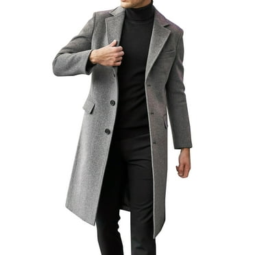 Wool Blanket Coats for Men Men Plus Size Flimsy Coat Lapel Collar Long ...
