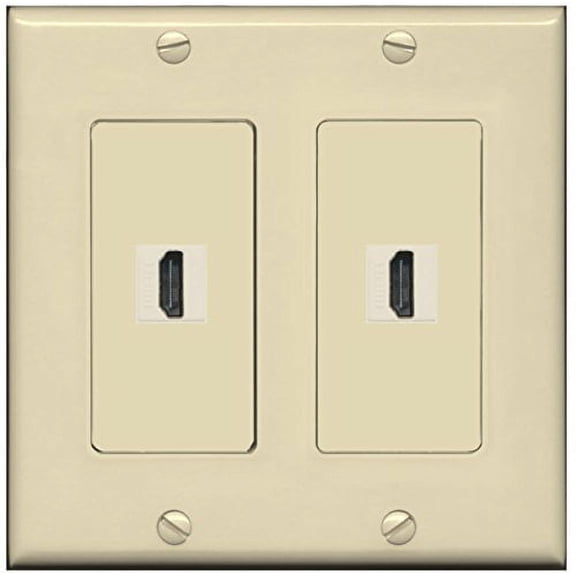 RiteAV - 2 Port HDMI - Dual Gang Wall Plate - Ivory