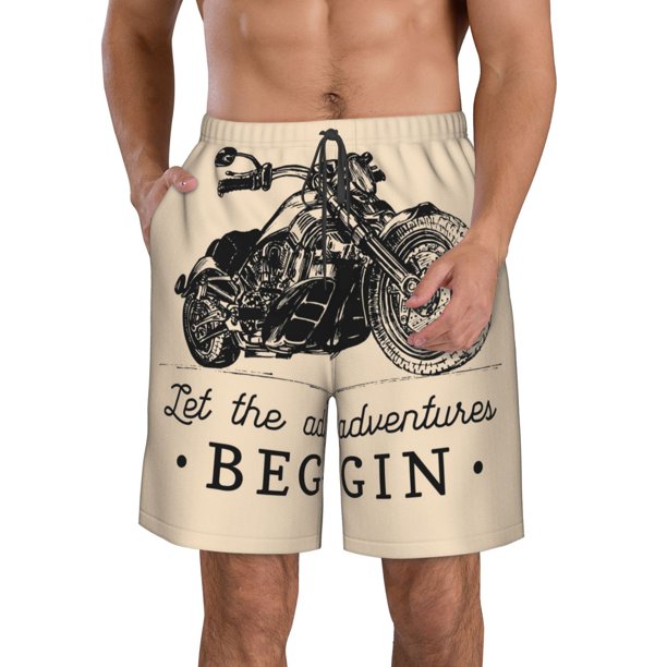 Balery Let The Adventure Begin Traje de Baño Estilo Hawaiano para Hombre, Shorts de Secado Rápido con Bolsillos-Small