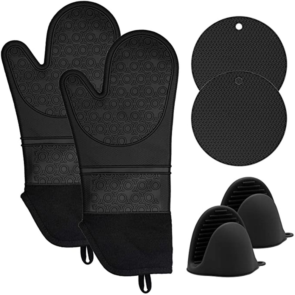 Upgraded New 3 Pieces Set Silicone Oven Mitts And Pot Holders Pads Heat