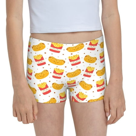 Pofeuu Hot Dog Print Soft Cotton Girls Boyshort panties Toddler Underwear-Medium