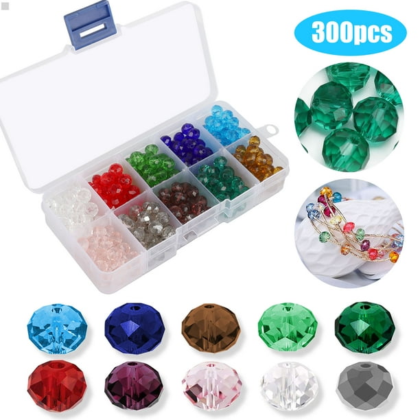 EEEkit 300Pcs 8mm Briolette Faceted AB Crystal Glass Beads for Jewelry ...