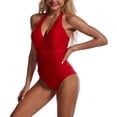 thumbnail image 2 of Traje de Baño ANGGREK de una pieza cintura fruncida elegante transpirable Sin espalda cuello halter, 2 of 7