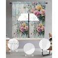 thumbnail image 3 of Spring Rose Kitchen Curtains Sets 36 Inch Length with Valance, Floral Leaves Botanical Rustic Wood Board Swag Valances and Tiers Curtain Set Drapes Swag Curtains for Living Room, Bathroom, Bedroom, 3 of 6