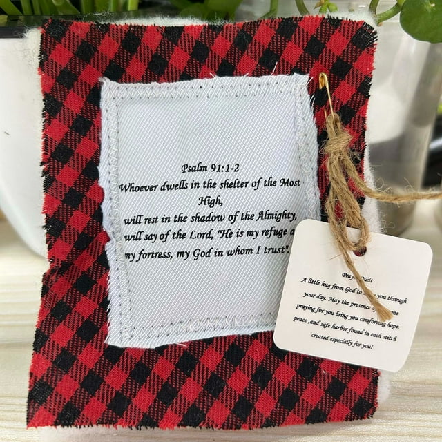 Cross-Embroidered Comfort Quilt Set - Handcrafted Inspirational Blanket with Wooden Cross, Spiritual Gift for Friends
