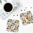 thumbnail image 3 of Bingfone Vintage Summer Cactus With Blooming Leather Drinks Coasters with Set of 6,Suitable for Home Kitchen,Coffee Cup Coasters Home Gift, 3 of 7