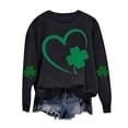 thumbnail image 4 of Up to 65 off!Lolmot St Patricks Day Shirt Women Fleece Lined Sweatshirt Shamrock Long Sleeve Shirts Green Clover Pullover Irish Holiday Heart Print Graphic Tops, 4 of 5