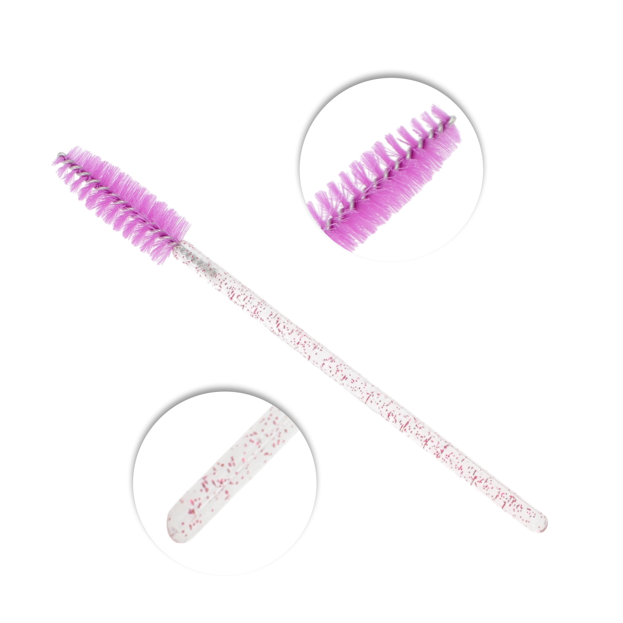 Unique Bargains 100 Pcs Portable Eyelash Brush with Protective Case for Vacation Fuchsia