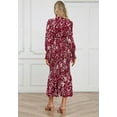 thumbnail image 4 of Abstract Print Shirred Bodycon Dress, Burgundy, X-Large, 4 of 5