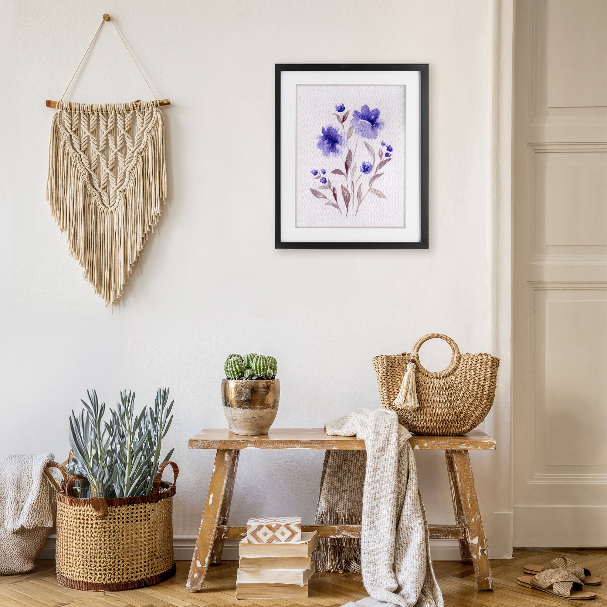 Stupell Industries Blooming Purple Flowers Black Framed Print Under Glass, design by Leah Noel Art