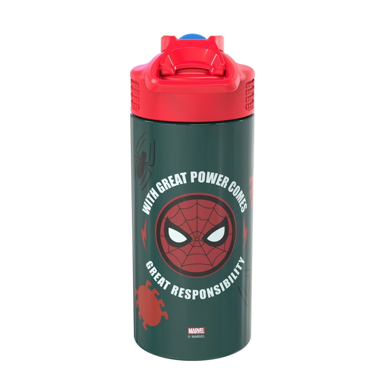 Zak Designs Marvel Spider-Man 14 oz Double Wall Vacuum Insulated Thermal  Kids Water Bottle, 18/8 Stainless Steel, Flip-Up Straw Spout, Locking Spout  Cover, Durable Cup for Sports or Travel 