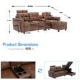 thumbnail image 6 of Onbeam Sectional Sofa with Storage Chaise and Cup Holders, Living Room L-shaped Sofa Couch, Modern Sofa Bed for Home and Office, Brown PU Leather, 6 of 6