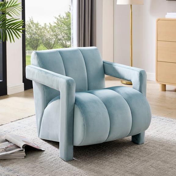 Roundhill Furniture Velmor Contemporary Velvet Accent Armchair, Blue
