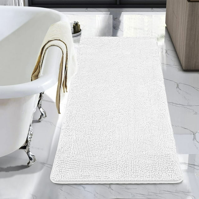 Alfombra de baño LOCHAS Luxury Shaggy de 60 x 120 cm, color blanco