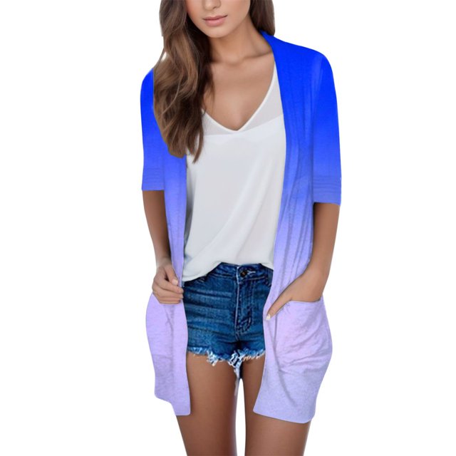 Cardigan à Manches Longues pour Femmes Automne Cardigan Ouvert avec Poches Cardigan Léger Décontracté