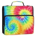 thumbnail image 2 of Water-Resistant 3-Ring Binder Organizer with Multiple Pockets Zipper Binder Bag for Office Tie-dyed Colorful Spiral Pattern, 2 of 8