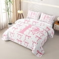 thumbnail image 3 of Manfei Monogrammed P Design Twin Quilt Set,Pink Dreamy Bowknot Twin Coverlet Set,3 Pieces,1 Bedspread and 1 Pillowcase, 3 of 7