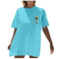 thumbnail image 3 of Puliio Womens T Shirts Beach Oversized Graphic Short Sleeve Crewneck Tee Summer Holiday Retro Baggy Shirts Tops, 3 of 7