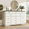 thumbnail image 6 of Farmhouse 12 Drawers Dresser for Bedroom, 63'' Wide Wood Chest of Drawers with Power Outlets, Deep Drawer Dresser Storage Organizer for Living Room Hallway, 6 of 11