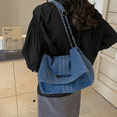 thumbnail image 4 of Farcauo Denim Purse for Women Jean Shoulder Bag Trendy Denim Crossbody Bags Dark Blue Tote Bag, 4 of 6