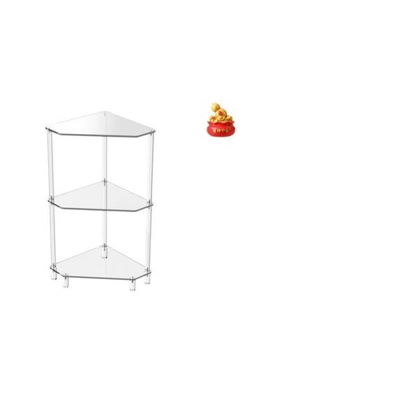 jicheng Modern Corner Side Table with 3 Tier Shelves and Money Bag Figurine Ornament for Home Kitchen Living Room and Bedroom Decor Gift