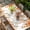 Orange, variant on Eucalyptus Leaves Table Cloths for 6 Foot Rectangle Tables, Summer Botanical Patio Waterproof Elastic Fitted Tablecloths, Washable Rectangular Table Cover for Camping