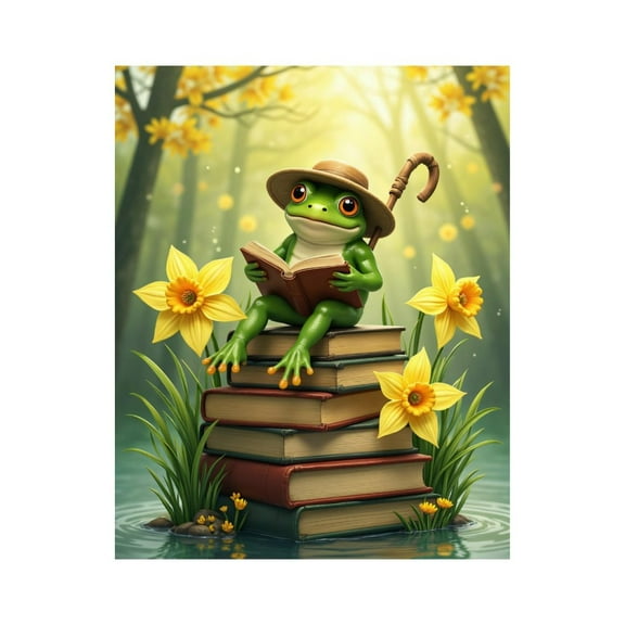 Paint by Numbers Kit for Adults, Frog Reading Books Forest Scene Paint by Numbers, Easy Paint by Numbers Kit for Adults Beginner, DIY Adult Paint by Number Kits on Canvas, Home Decor