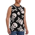 thumbnail image 2 of Pofeuu black white Skull bone Print Men's Muscle T-Shirt, Sleeveless, Muscle Tank, Classic Muscle Tee Top For Men Casual Sleeveless Muscle T-Shirt Trendy Clothes-Large, 2 of 7