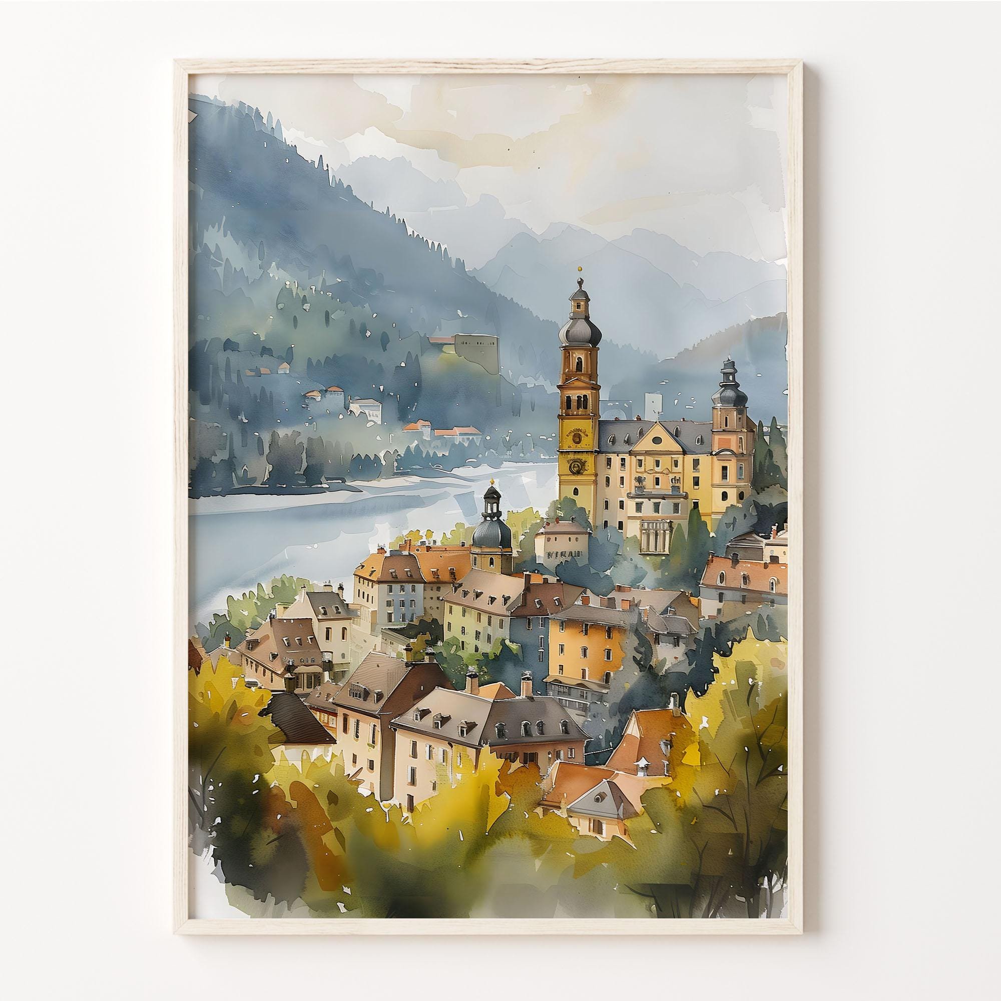 Heidelberg Germany Cityscape Decorative Wall Art Poster , Poster Print Only