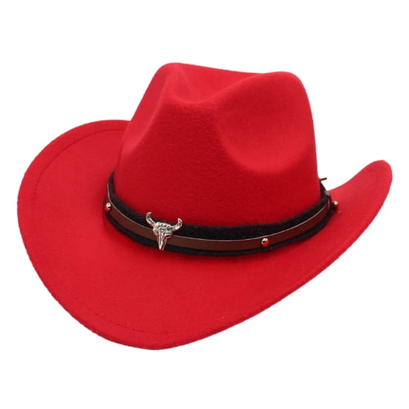 AWZXDE Unisex Western Hats with Bull Head Decoration and Ethnic Style for Jazz Party Performance and Fashion Wear RD1,M