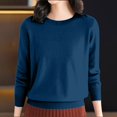 thumbnail image 6 of 2026 Fall Sweaters for Women Cotton Lightweight Knit Tops Crew Neck Long Sleeve Shirts Loose Fit Fashion Blouses Business Casual Pullover Top Sueters de mujeres elegantes(Dark Blue,L), 6 of 9