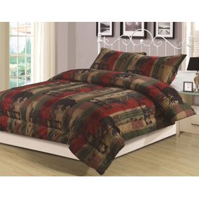 Rustic Southwest King Comforter 3 Piece Bedding Set Bear Cabin