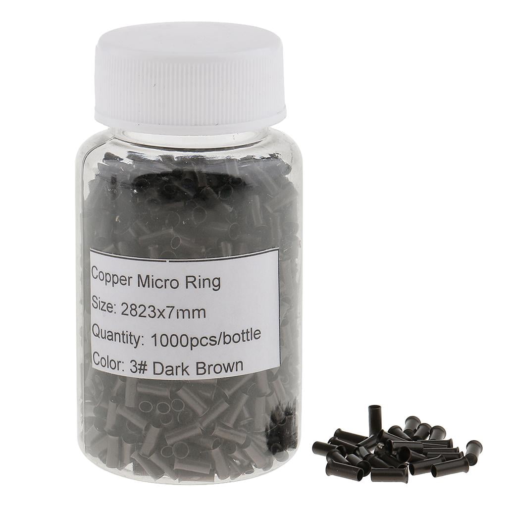 EHJRE Durable 2000pcs 5mm Medium Brown Black Copper Lined Micro Rings Links Beads Links For Tipped Hair Extensions