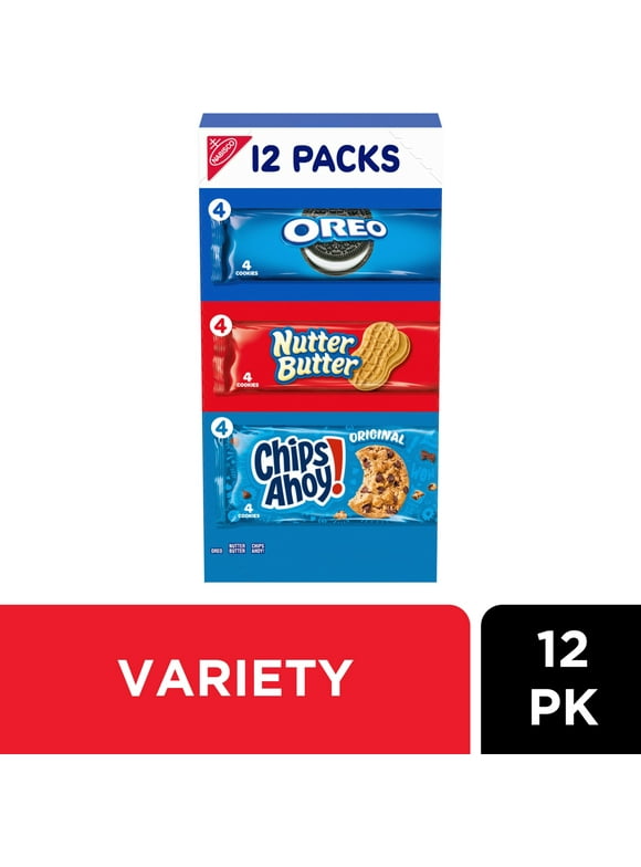 Nabisco Cookie Variety Pack, OREO, Nutter Butter, CHIPS AHOY!, 12 Snack Packs (4 Cookies Per Pack)