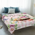 thumbnail image 4 of Easter Blanket Soft Cozy Warm Twin Blanket for Bed, Plush Fuzzy Flannel Fleece Blankets for Sofa, Watercolor Eggs Floral Botanical Butterfly Pink Plaid Throw Blankets for Couch Gifts, 60"x80", 4 of 9